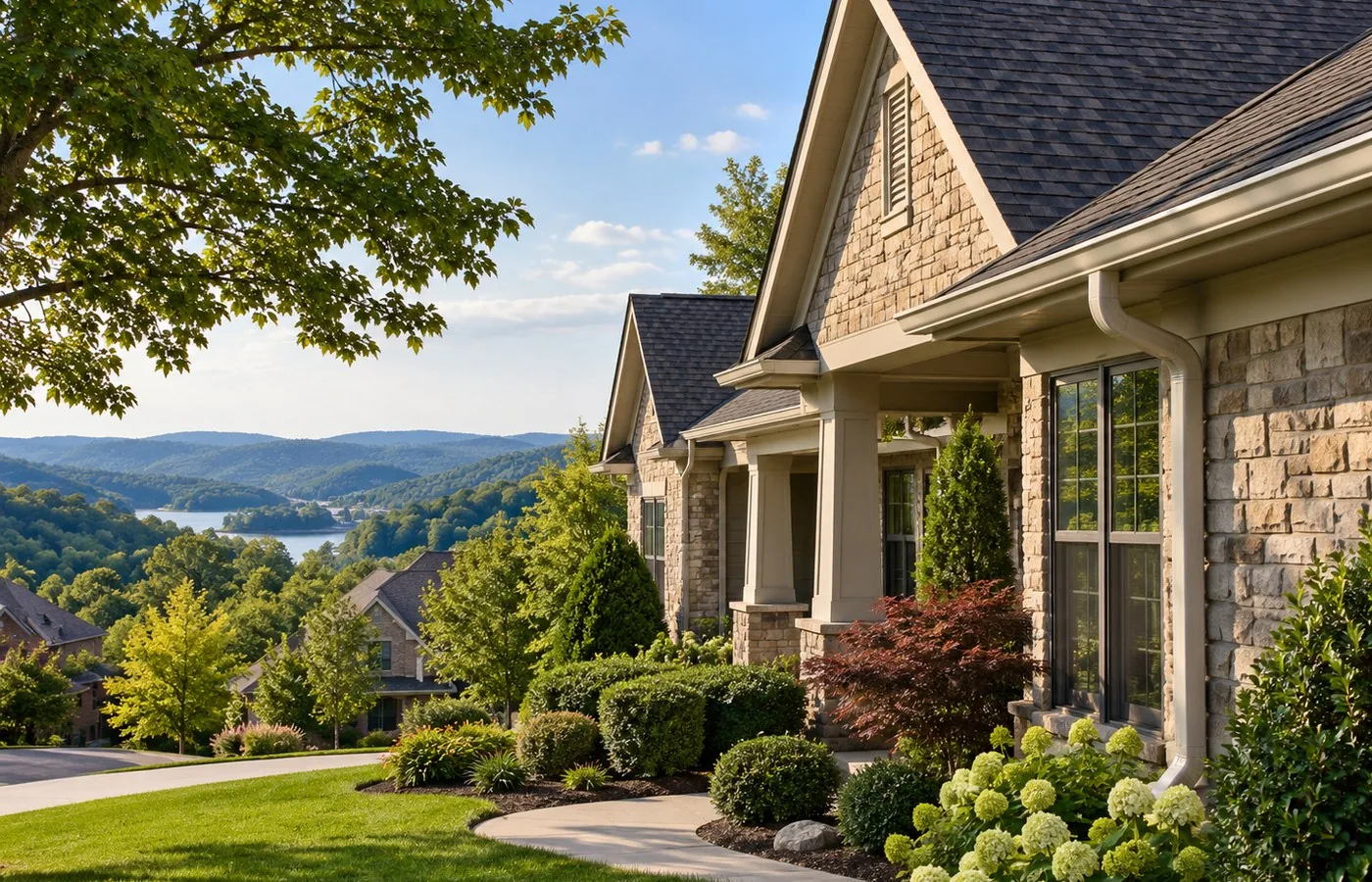 Knoxville home with maintained gutter roofline